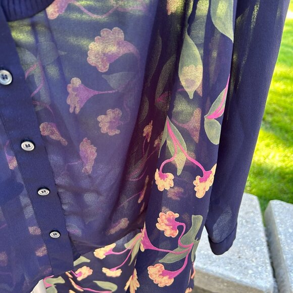 NWOT Anthropologie Maeve Floral High-Low Sheer Pintuck Tunic 4 - Picture 16 of 16